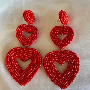 Red hearts earrings